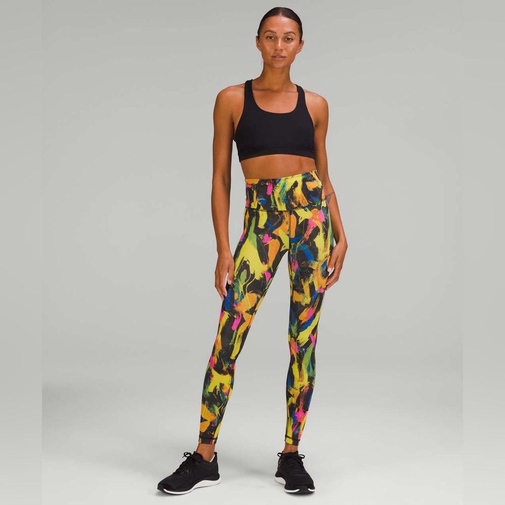 Lululemon Wunder Train Black Multicolor Abstract Invigorate High-Rise Leggings